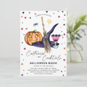 Kostüme und Cocktails Erwachsene Halloween-Party Einladung (Stehend Vorderseite)
