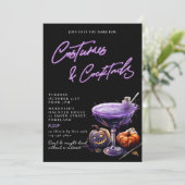 Kostüme und Cocktails Erwachsene Halloween-Party Einladung (Stehend Vorderseite)