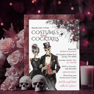 Kostüme und Cocktails Erwachsenen-Halloween-Party Einladung