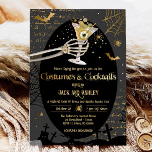 Kostüme und Cocktails Erwachsenen-Halloween-Party Einladung