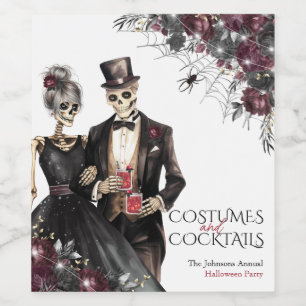 Kostüme und Cocktails Erwachsenen-Halloween-Party Weinetikett
