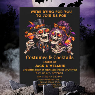 Kostüme und Cocktails Erwachsenenparty Halloween Einladung
