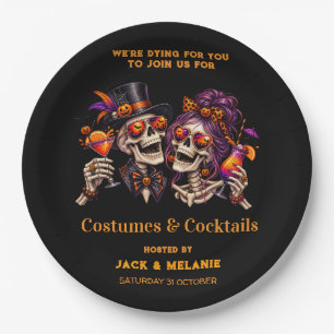 Kostüme und Cocktails Erwachsenenparty Halloween Pappteller