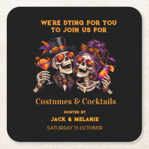Kostüme und Cocktails Erwachsenenparty Halloween  Rechteckiger Pappuntersetzer