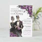 Kostüme und Cocktails Erwachsenes Halloween-Party Einladung (Stehend Vorderseite)