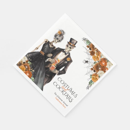 Kostüme und Cocktails Erwachsenes Halloween-Party Serviette (Ecke)