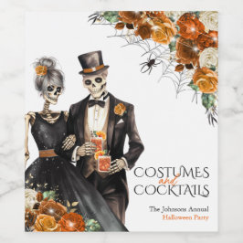 Kostüme und Cocktails Erwachsenes Halloween-Party Weinetikett