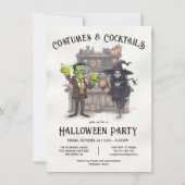Kostüme und Cocktails Halloween-Party Einladung (Vorderseite)