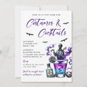 Kostüme und Cocktails Halloween-Party Einladung (Vorderseite)