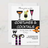 Kostüme und Cocktails Halloween-Party Einladung (Vorderseite)