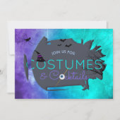 Kostüme und Cocktails Halloween-Party Einladung (Vorderseite)