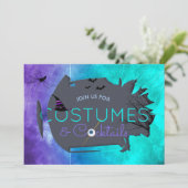 Kostüme und Cocktails Halloween-Party Einladung (Stehend Vorderseite)