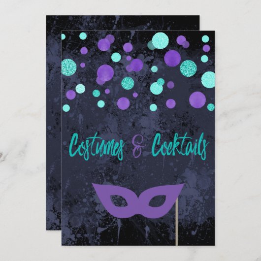 Kostüme und Cocktails Halloween-Party Einladung (Vorne/Hinten)