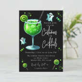 Kostüme und Cocktails Halloween-Party Einladung (Stehend Vorderseite)