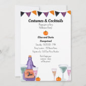 Kostüme und Cocktails Halloween-Party Einladung (Vorderseite)