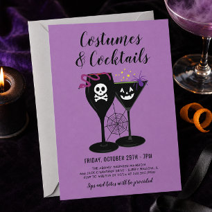 Kostüme und Cocktails Lila Halloween-Party Einladung