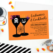 Kostüme und Cocktails Oranges Halloween-Party Einladung