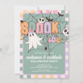 Kostüme und Cocktails Retro-Halloween-Party Einladung (Vorderseite)