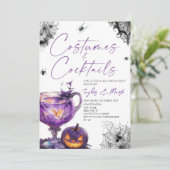 Kostüme und Cocktails Spookes Halloween-Party Einladung (Stehend Vorderseite)