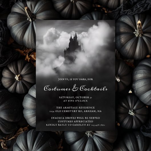 Kostüme und Cocktails Spooky Castle Adult Hallowee Einladung