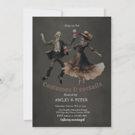 Kostüme und Cocktails Vintag Skelettkehle Hallowee Einladung