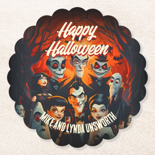 Kostüme und Cocktails Vintages Halloween-Party Untersetzer (Vorderseite)