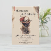 Kostüme und Cocktails zu Halloween, Skulpturen & R Einladung (Stehend Vorderseite)