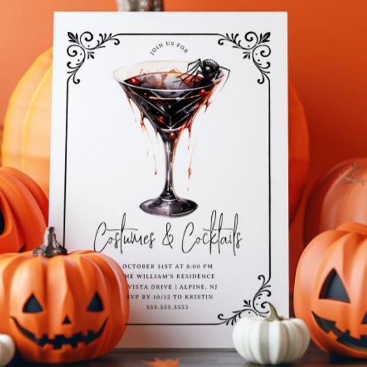 Kostüme und Martinis-Halloween-Party Einladung