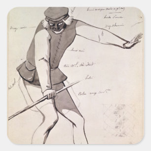 Kostümentwurf für einen Akrobaten Quadratischer Aufkleber