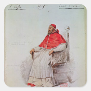 Kostümgestaltung für den Papst VII Quadratischer Aufkleber