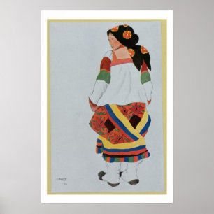 Kostümgestaltung für ein Bauernmädchen, 1922 (Farb Poster