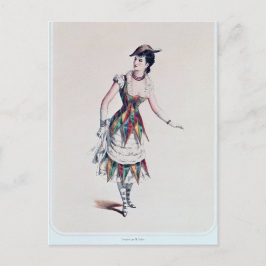 Kostümgestaltung für ein Harlequin, c.1880 Postkarte (Vorderseite)