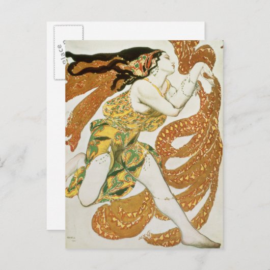 Kostümgestaltung für einen Bacchante in 'Narcisse' Postkarte (Vorne/Hinten)