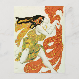 Kostümgestaltung für einen Bacchante in 'Narcisse' Postkarte