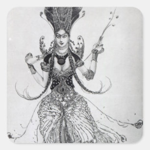 Kostümieren Sie Entwurf für "das Firebird", 1910 Quadratischer Aufkleber