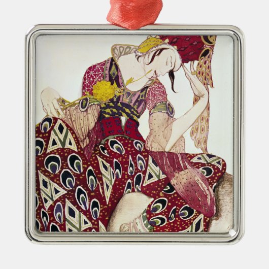 Kostümieren Sie Entwurf für Nijinsky am Ballett Silbernes Ornament (Vorne)