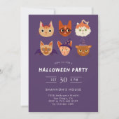 Kostümkatzen Halloween-Party Einladung (Vorderseite)