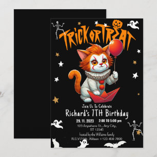 Kostümtrick oder Treat Halloween Katze Geburtstags Einladung