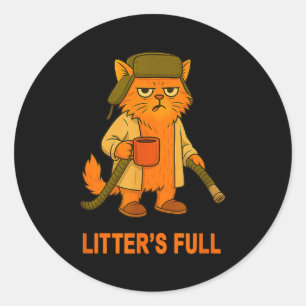 Kot voll lustiger Katzenliebhaber Feline Humor Wei Runder Aufkleber