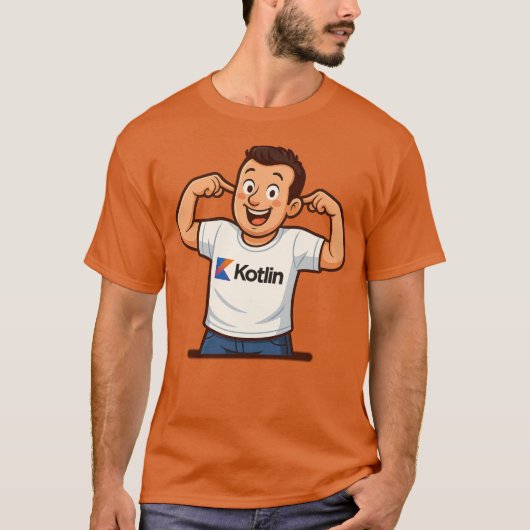 Kotlin Programmer Cartoon T-Shirt (Vorderseite)