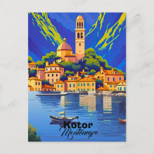 Kotor Montenegro Reise Kunst Postkarte, Kotor Reis Postkarte