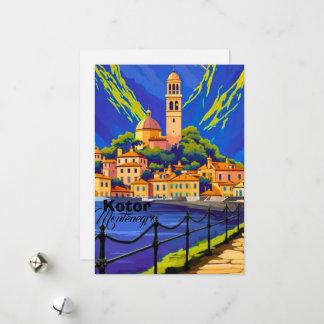 Kotor Montenegro Travel Art Postcard, Kotor Travel Feiertagskarte