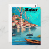 Kotor Montenegro Travel Art Postcard, Kotor Travel Postkarte (Vorne/Hinten)