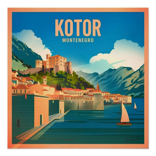 Kotor Montenegro Vintag Poster (Vorderseite)
