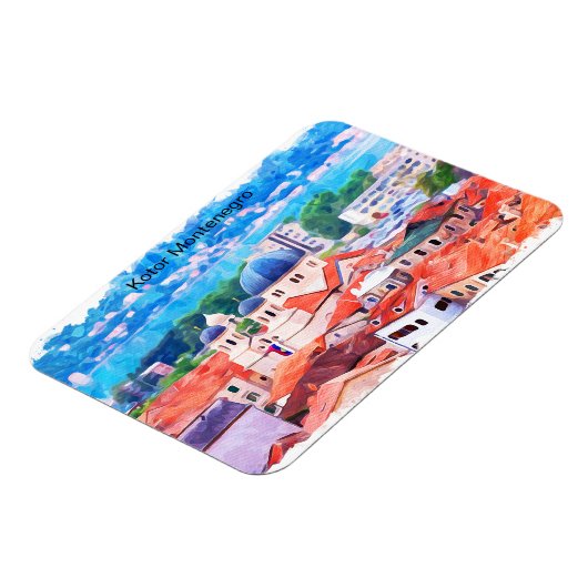 Kotor Montenegro Watercolor Magnet (Linke Seite)