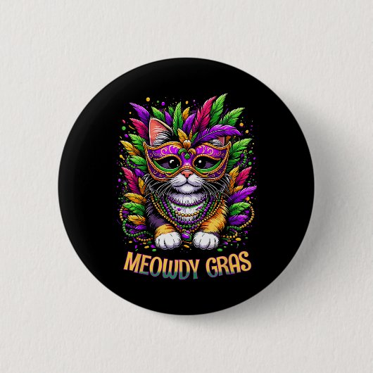 Kotzdy Gras Katze Kätzchen Maskerade Mardi Gras Pe Button (Vorderseite)