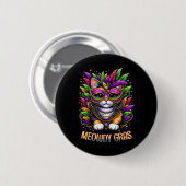 Kotzdy Gras Katze Kätzchen Maskerade Mardi Gras Pe Button (Vorne & Hinten)