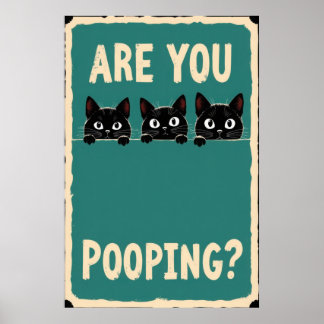 Kotzen, auf dem drei schwarze Katzen hervorlugen Poster