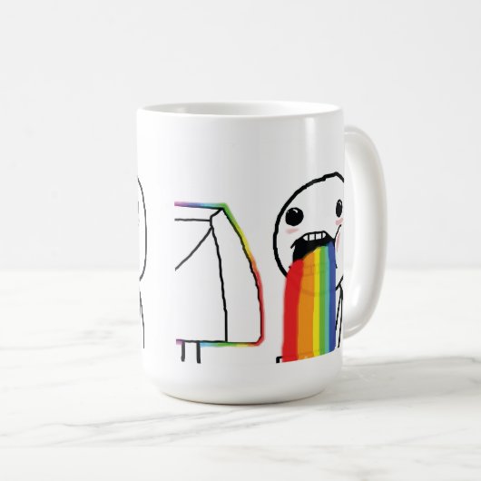 Kotzende Regenbogen Kaffeetasse (VorderseiteRechts)