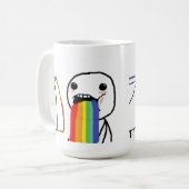 Kotzende Regenbogen Kaffeetasse (Vorderseite Links)
